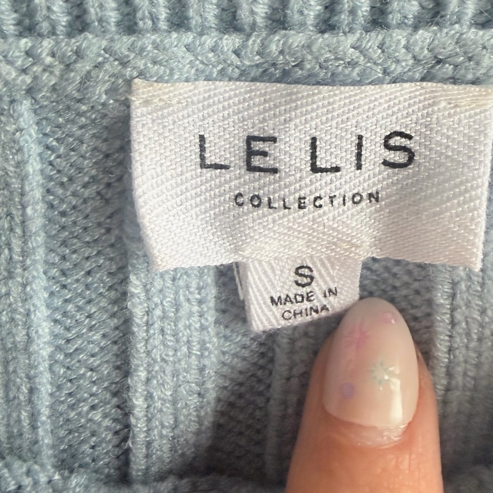 Blue Ribbed Knit Sweater - Picture 5 of 5